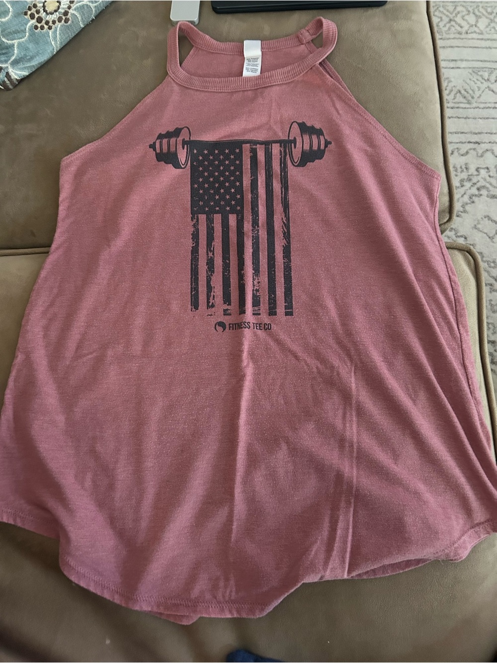 Women’s Dusty Rose Flag Graphic workout Tank Top